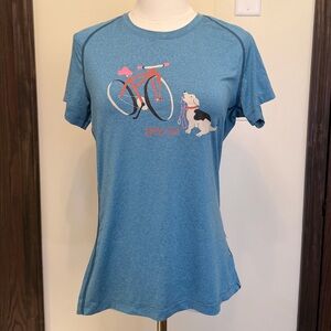 Terry Precision Bicycle Blue Let’s Go Dog Graphic Biking Short Sleeve Top